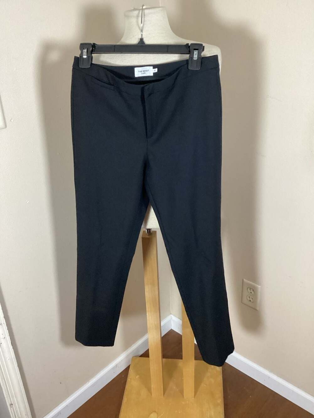 The Reset R Label Black Slim Fit Stretch Trousers Size S